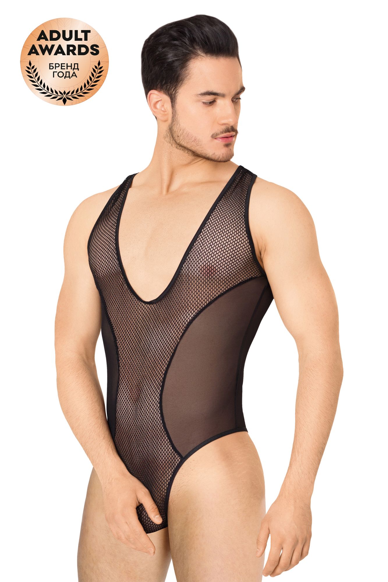 Эротическое боди из сетки мужское softline collection, черный, xl в Воронеже