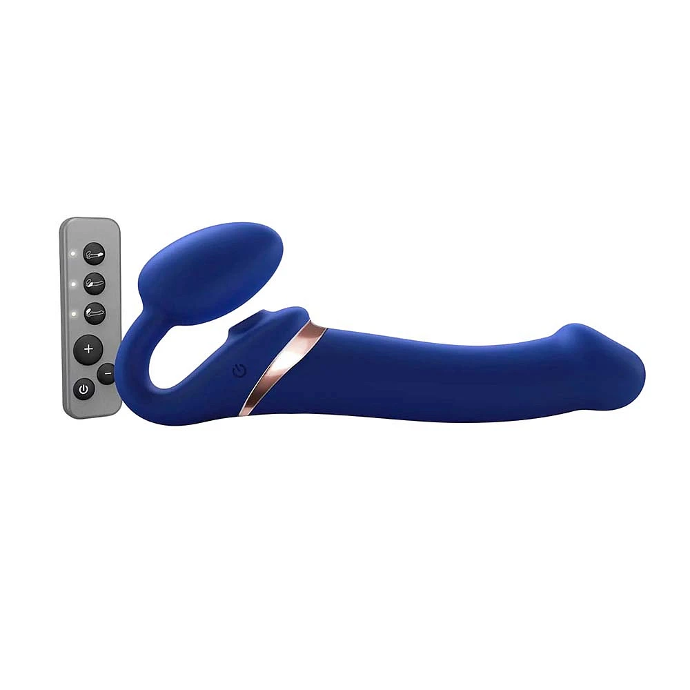 вибрострапон strap-on-me multi orgasm с 3 моторами и клиторальным стимулятором, l, синий в Воронеже