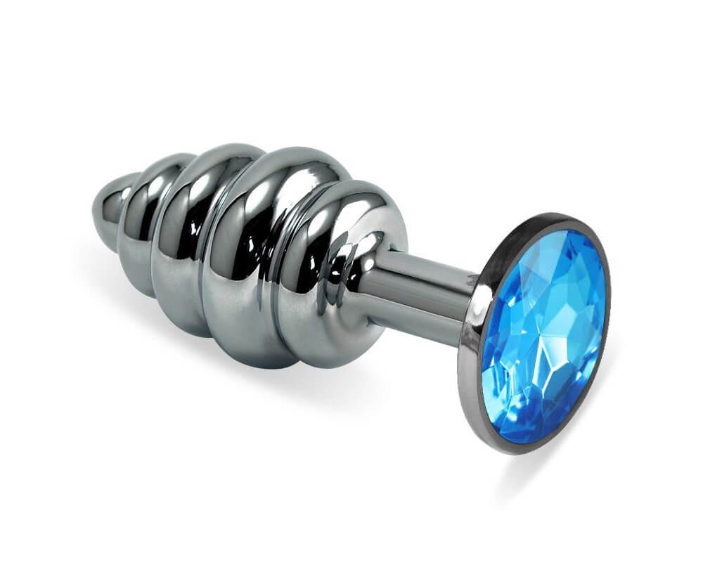 анальная пробка lovetoy rosebud spiral, с голубым камнем в Воронеже