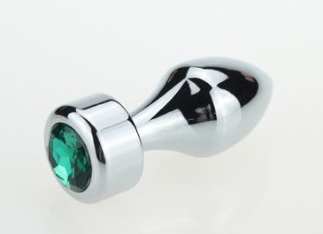 анальная пробка металл серебро с зеленым стразом 7,8х2,9см 47444-6mm в Воронеже