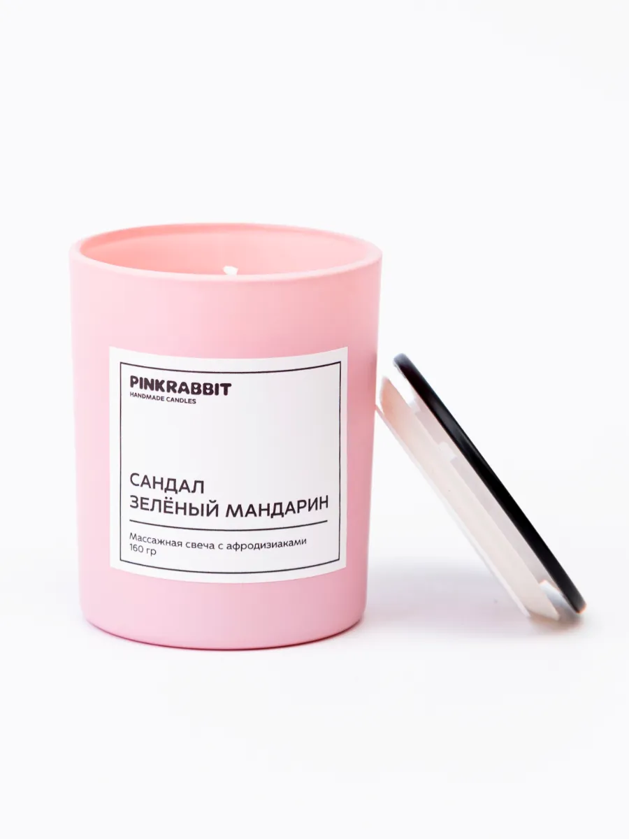 свеча ручной работы pink rabbit hand made сандал, зеленый мандарин 160гр в Воронеже