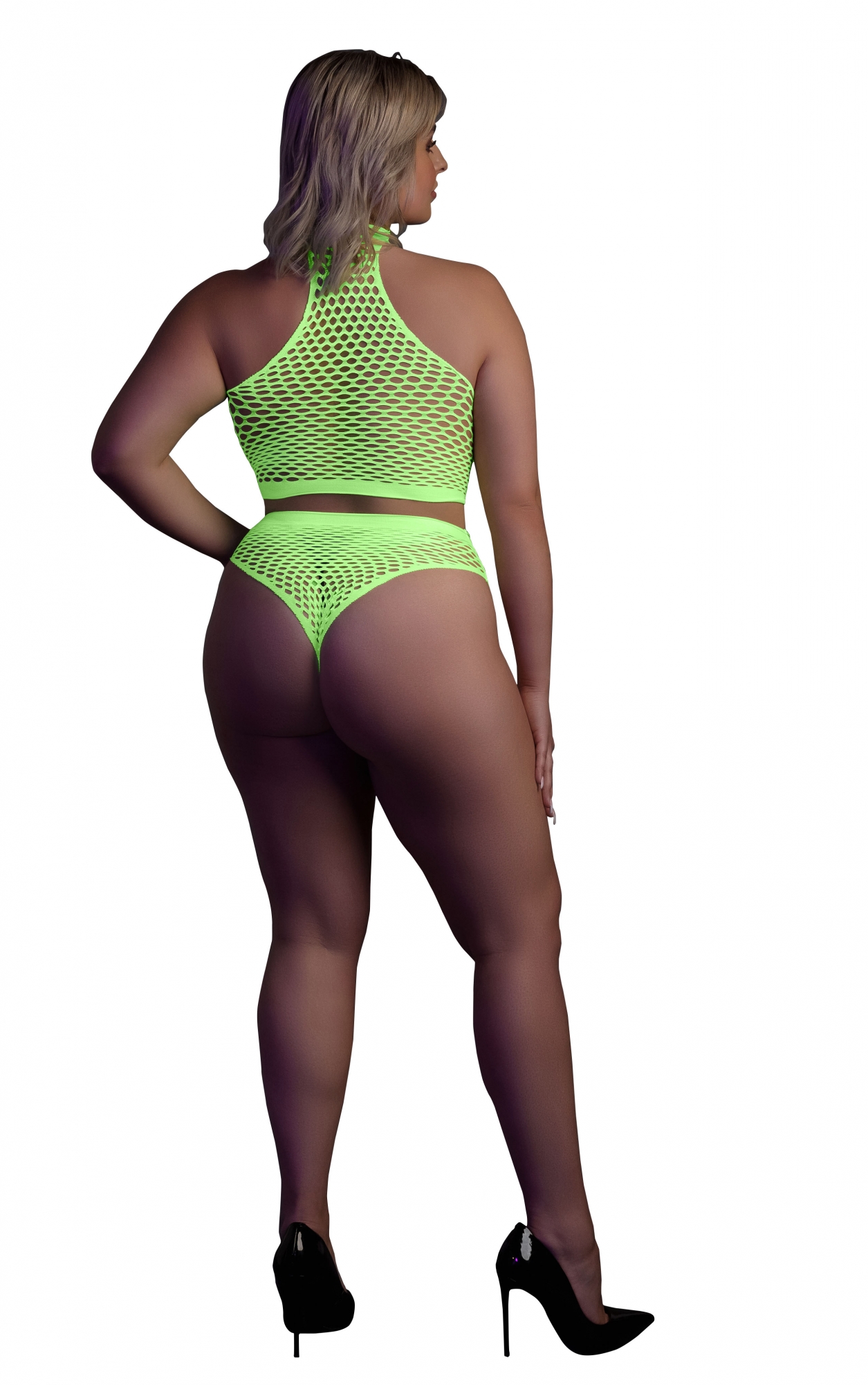 Эротическое топ в комлекте с чулками turtle neck and high waist slip - green - xl/xxxxl в Воронеже