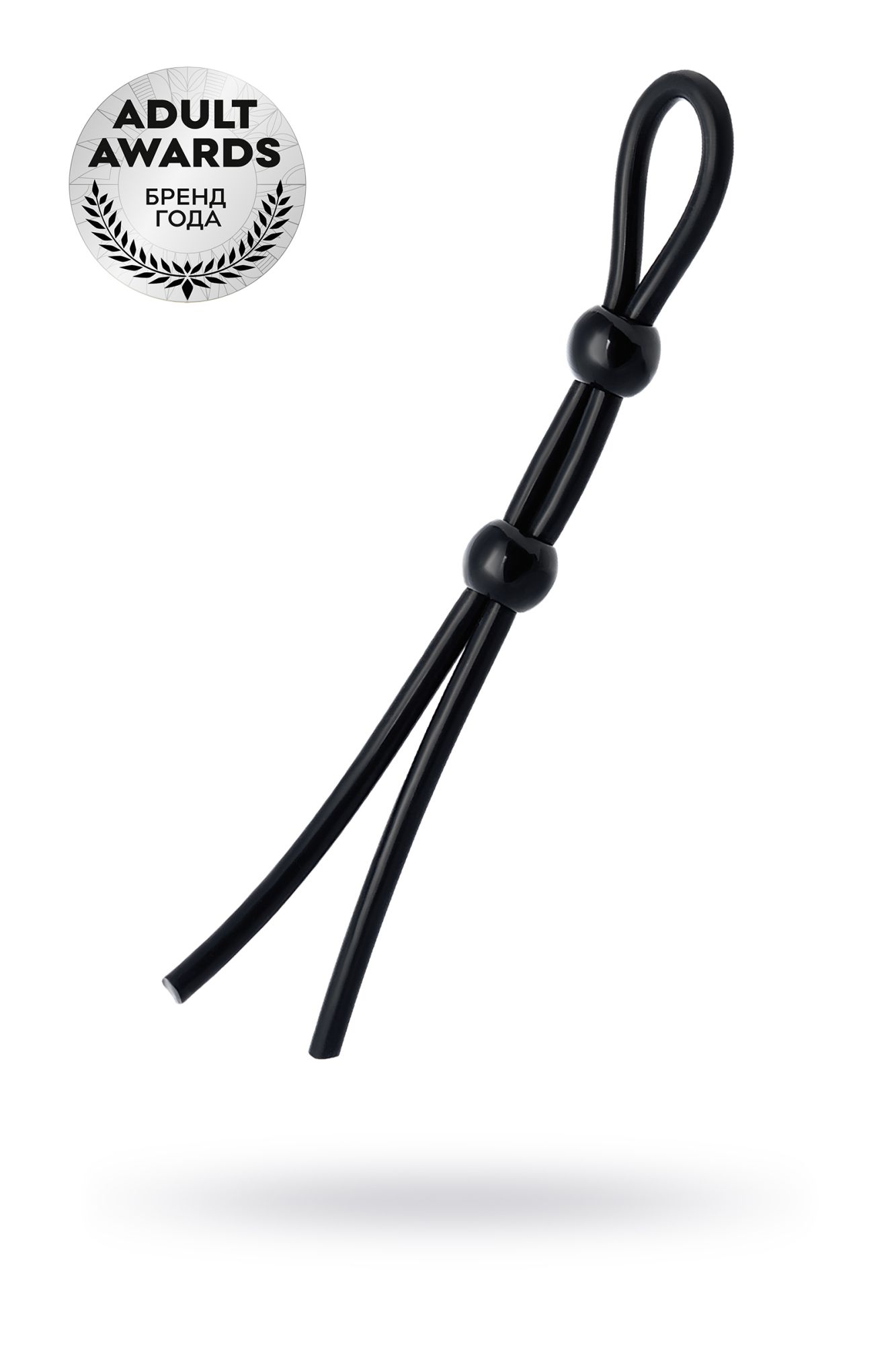 Лассо на пенис A-toys by TOYFA с двумя бусинами, силикон, черное