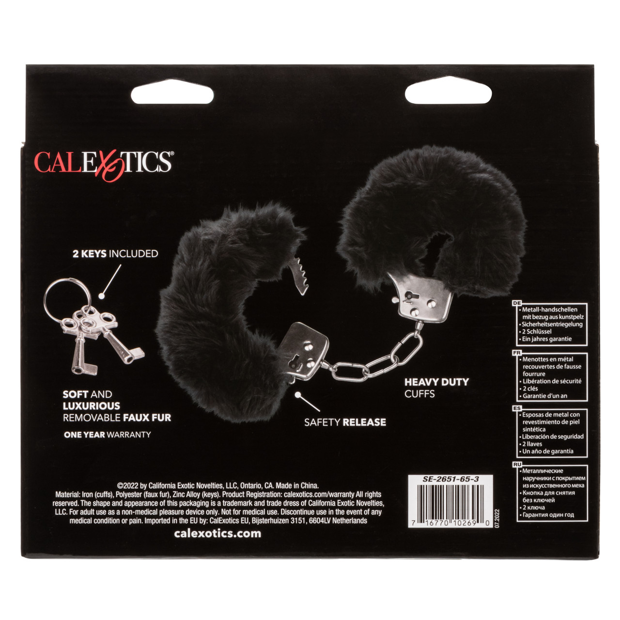 металлические наручники с искусственным мехом ultra fluffy furry cuffs-black в Воронеже