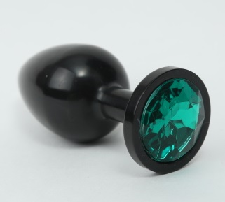 анальная пробка металл черная с зеленым стразом 8,2х3,5см 47411-6mm в Воронеже