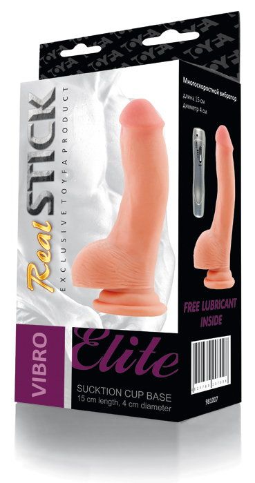 реалистичный вибратор на присоске toyfa realstick elite, tpr, телесный, 19 см в Воронеже