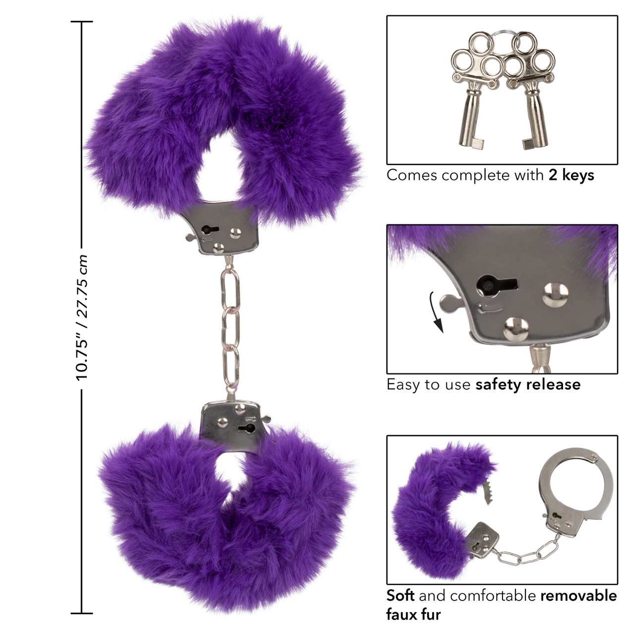металлические наручники с искусственным мехом ultra fluffy furry cuffs-purpl в Воронеже