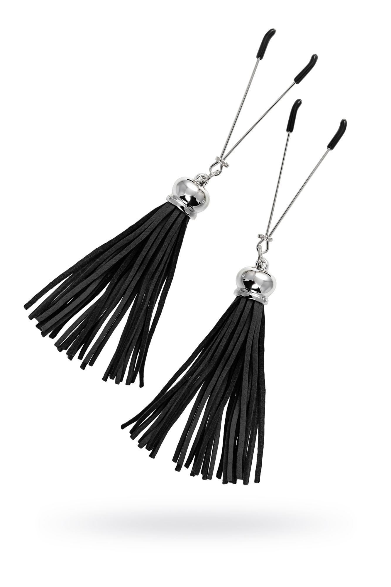 зажимы на соски pecado bdsm, «вилки», с кисточками из замши, металл, черные в Воронеже