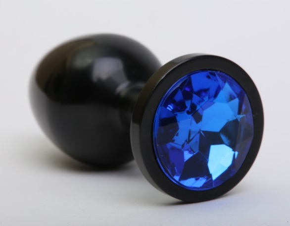 анальная пробка металл черная с синим стразом 8,2х3,5см 47411-3mm в Воронеже