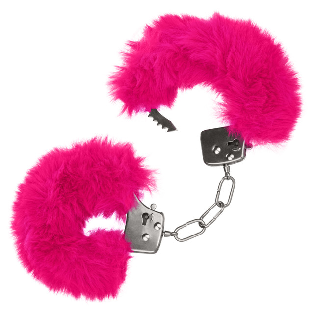 металлические наручники с искусственным мехом ultra fluffy furry cuffs-pink в Воронеже