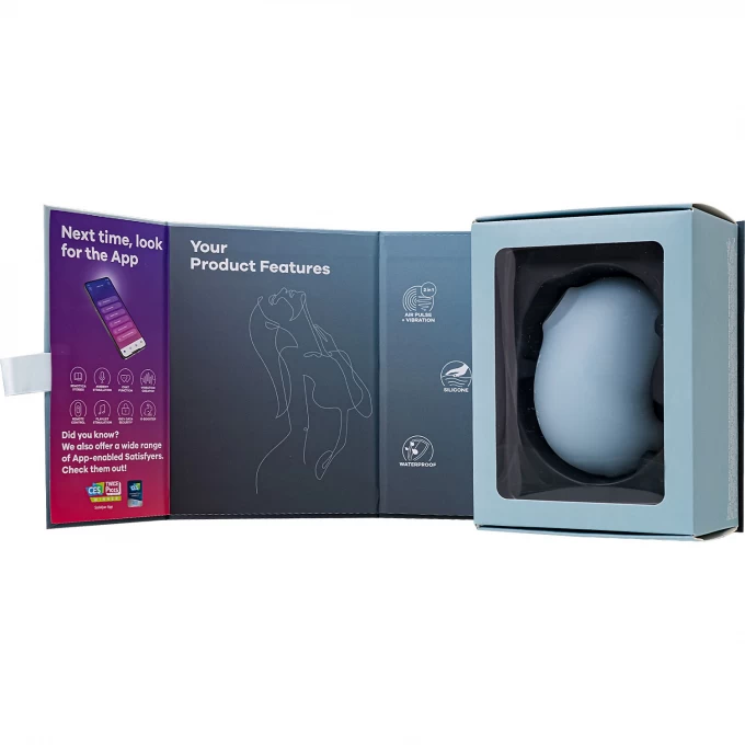 вакуум-волновой стимулятор клитора с вибрацией satisfyer cutie ghost, силикон, голубой, 9,1 см в Воронеже