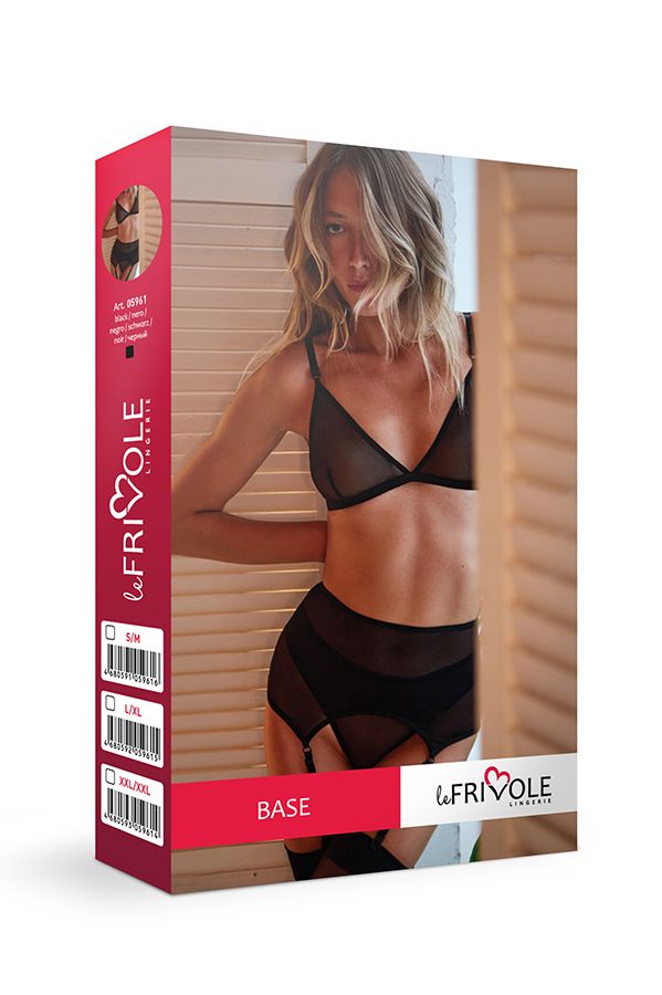 Эротическое базовый комплект из бюстгалтера, стрингов и широкого пояса для чулок base в Воронеже