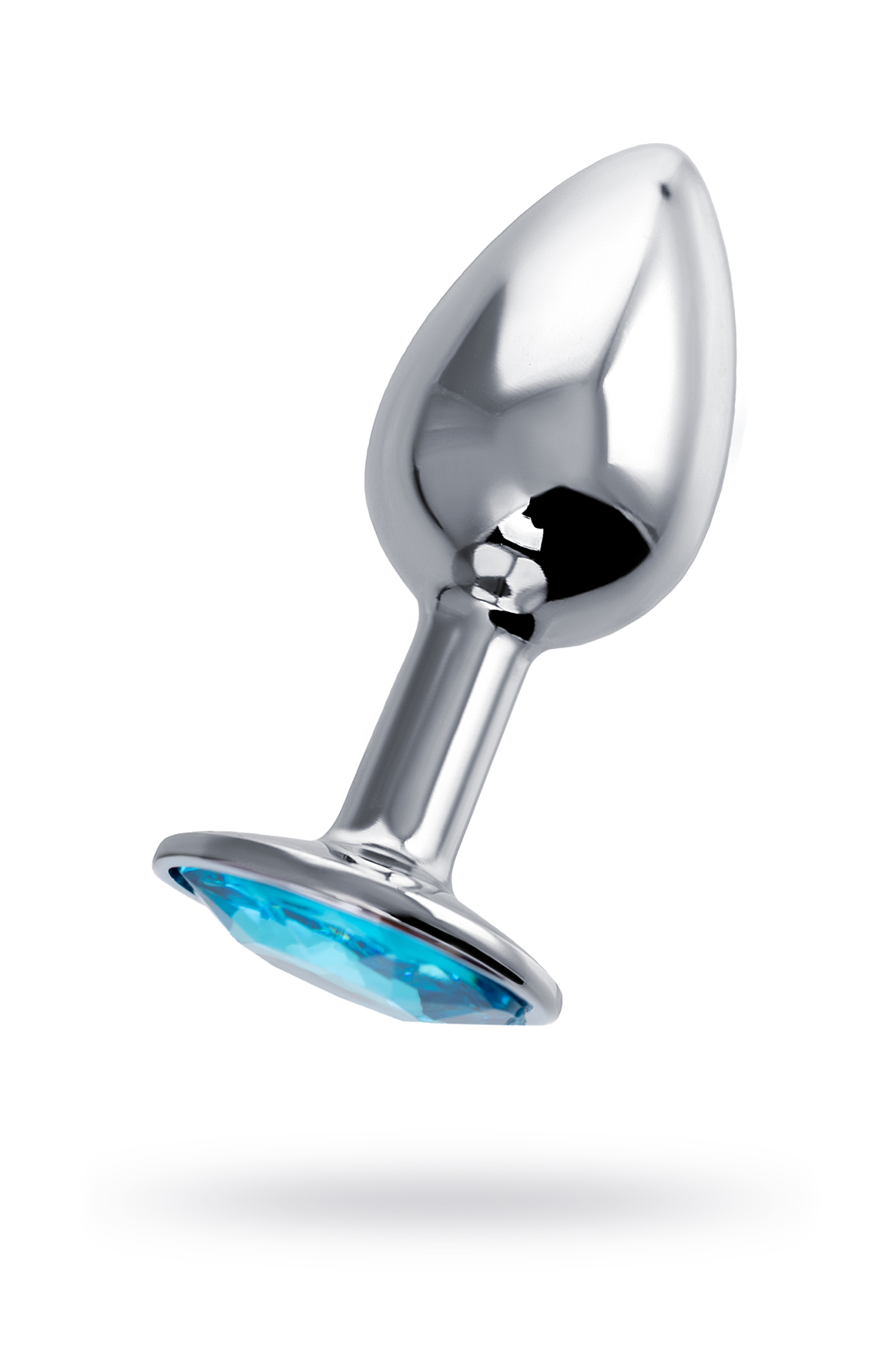 Анальная втулка Штучки-дрючки, металл, серебряная, с голубым кристаллом