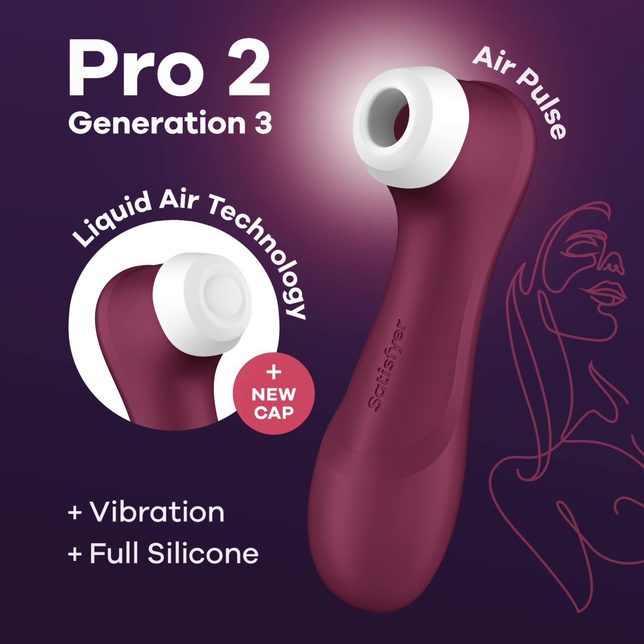 клиторальный вибростимулятор pro 2 generation 3 with liquid air (wine red) в Воронеже