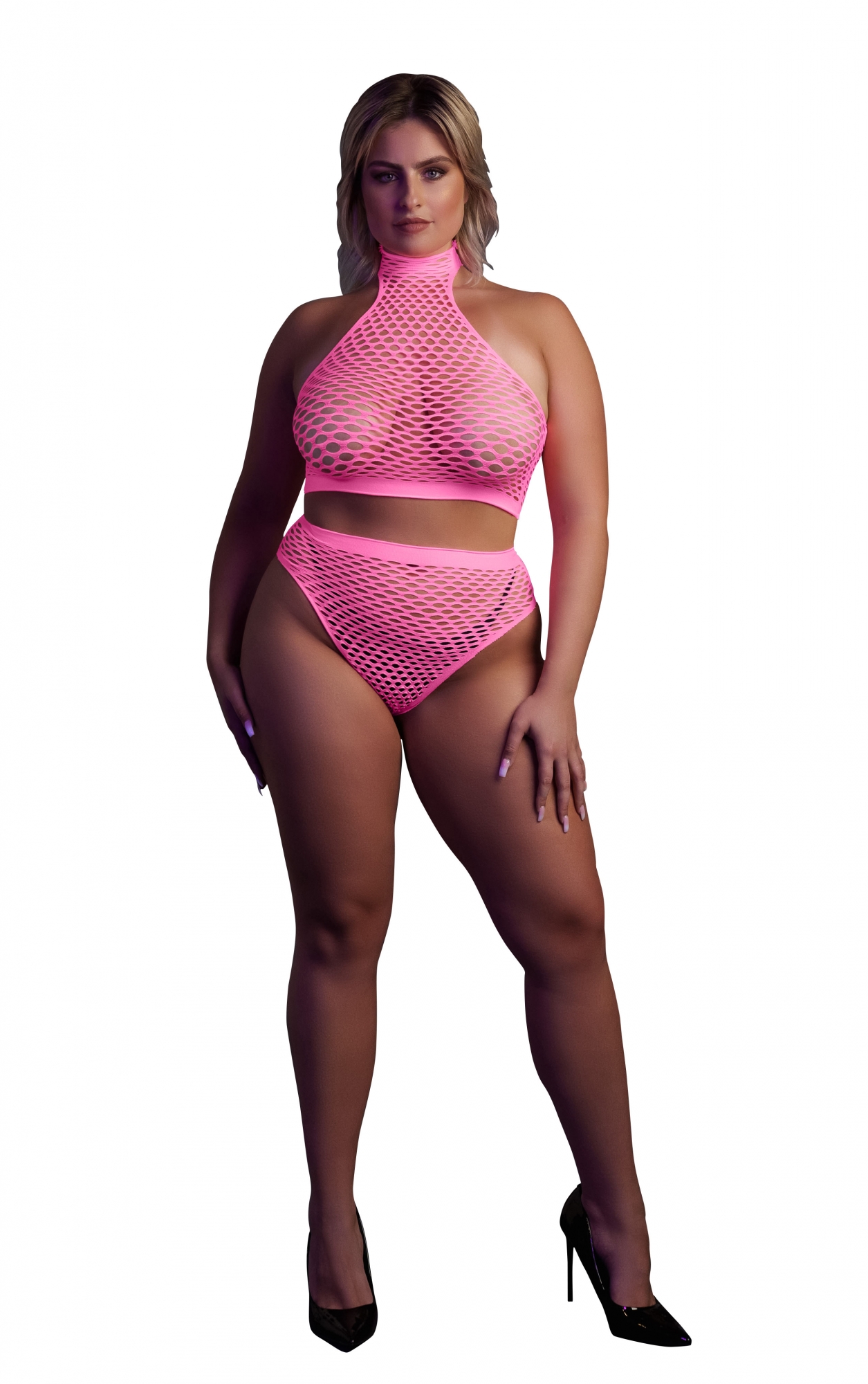 Эротическое топ и трусики turtle neck and high waist slip - pink - xl/xxxxl в Воронеже