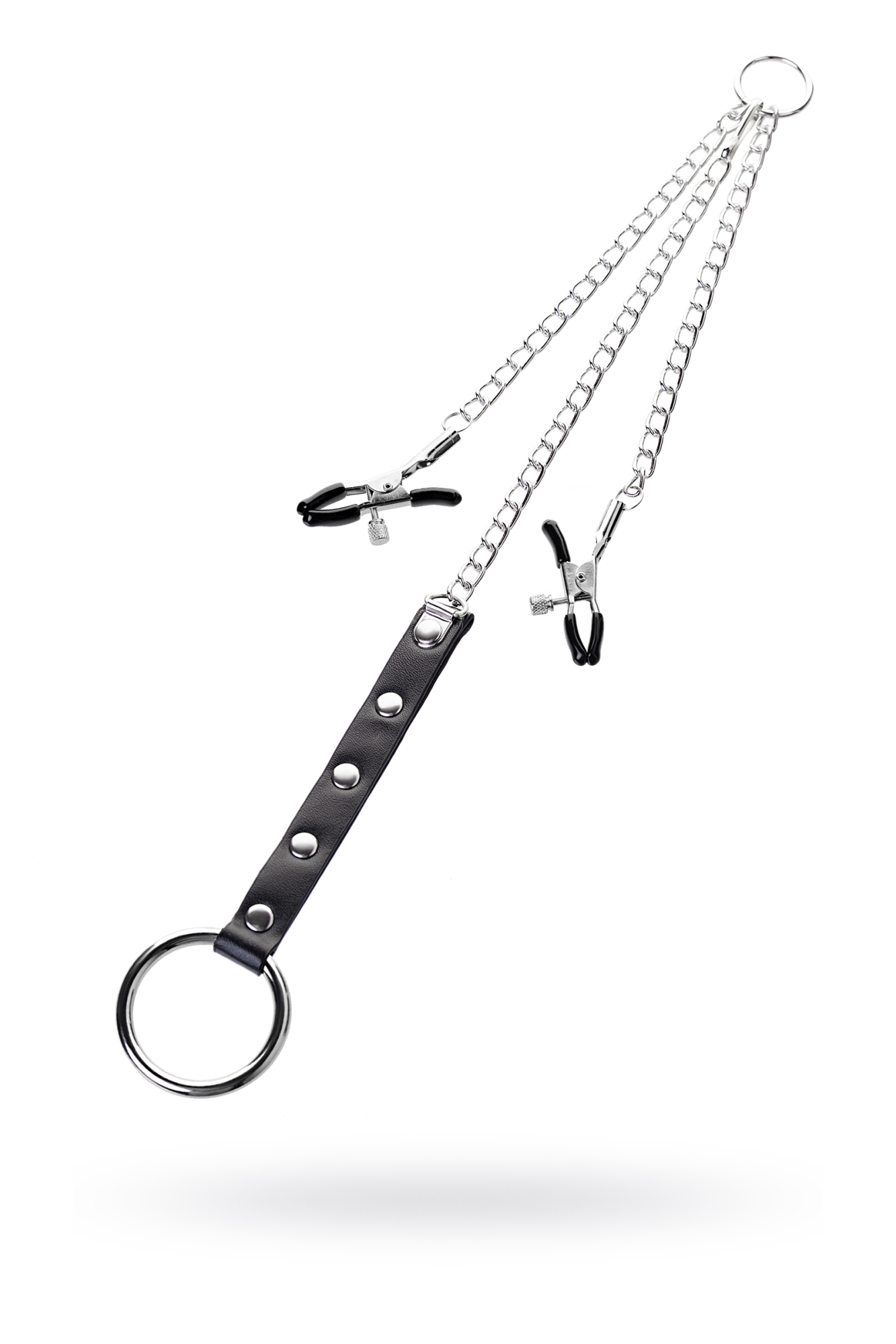 Зажимы для сосков TOYFA Metal с кольцом для пениса, серебряные, 60 см