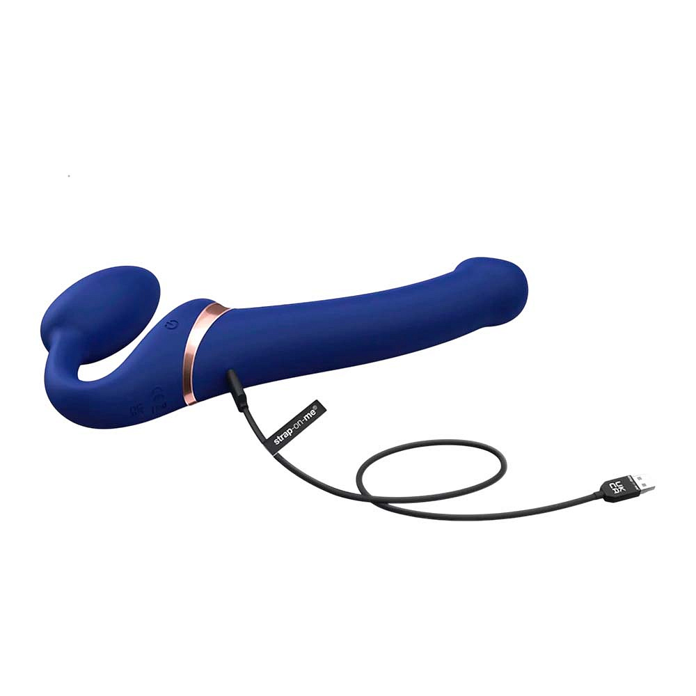 вибрострапон strap-on-me multi orgasm с 3 моторами и клиторальным стимулятором, l, синий в Воронеже