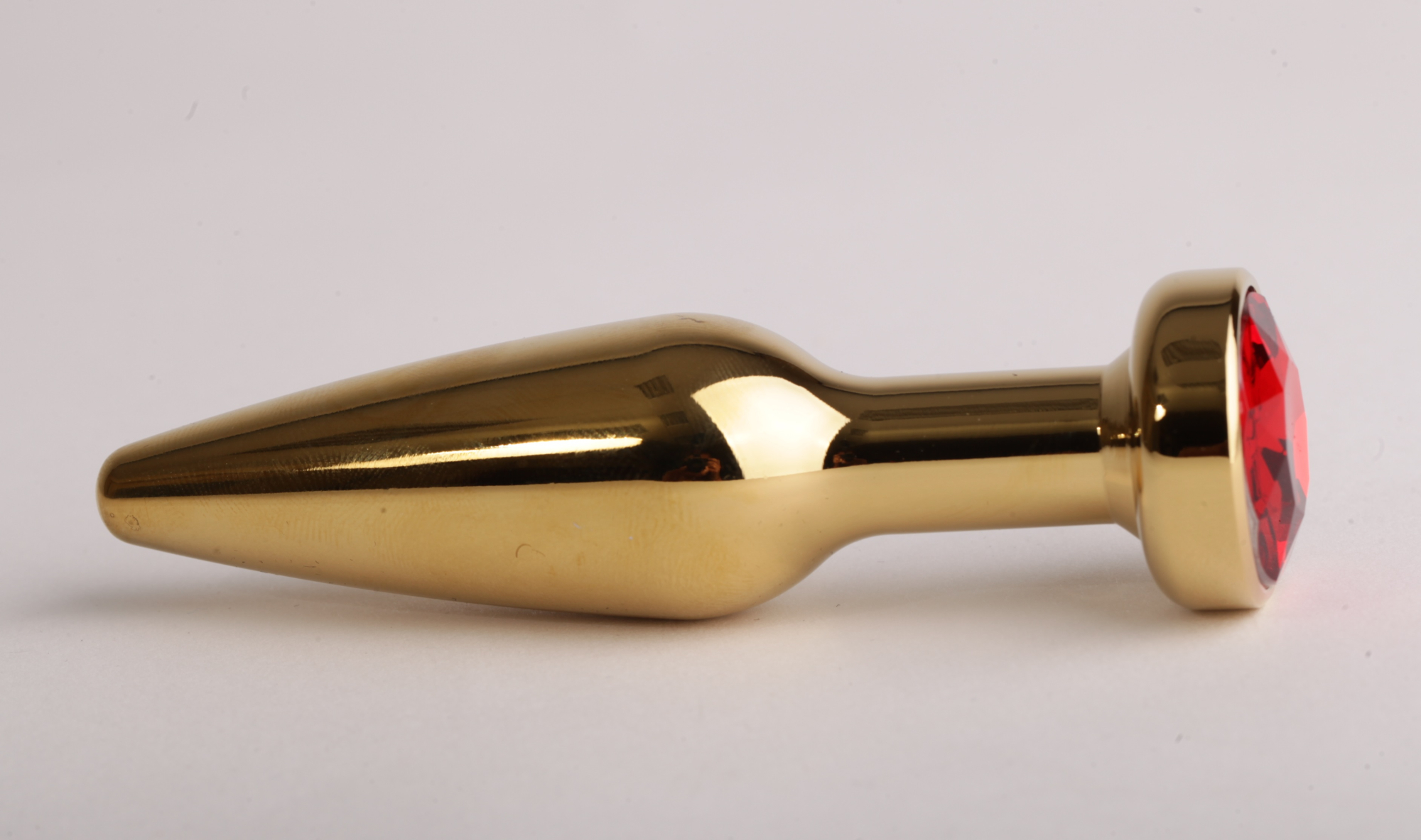 Анальная пробка золото с красным стразом 11,2х2,9см 47198-1-MM