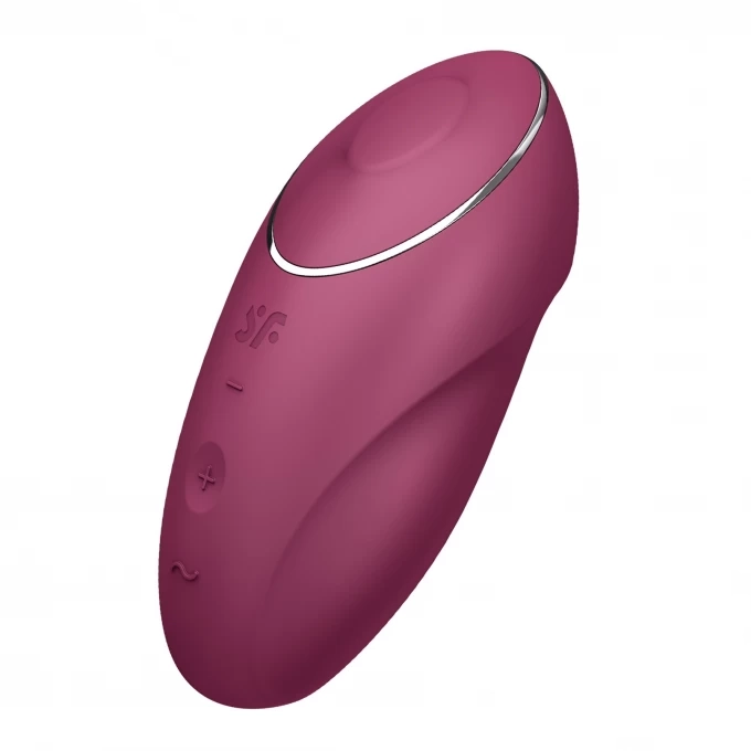 Вибромассажер Satisfyer Tap & Climax 1, силикон, бордовый, 11 см