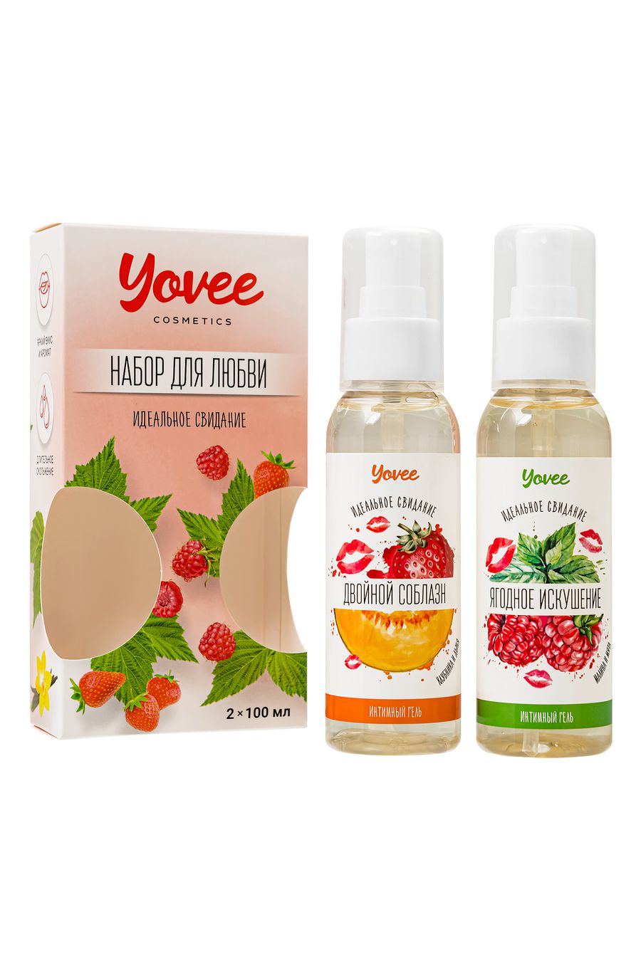 набор гелей-смазок yovee для любви (721007+721009), вкусовые (клубника/дыня+малина/мята), 2х100 мл в Воронеже