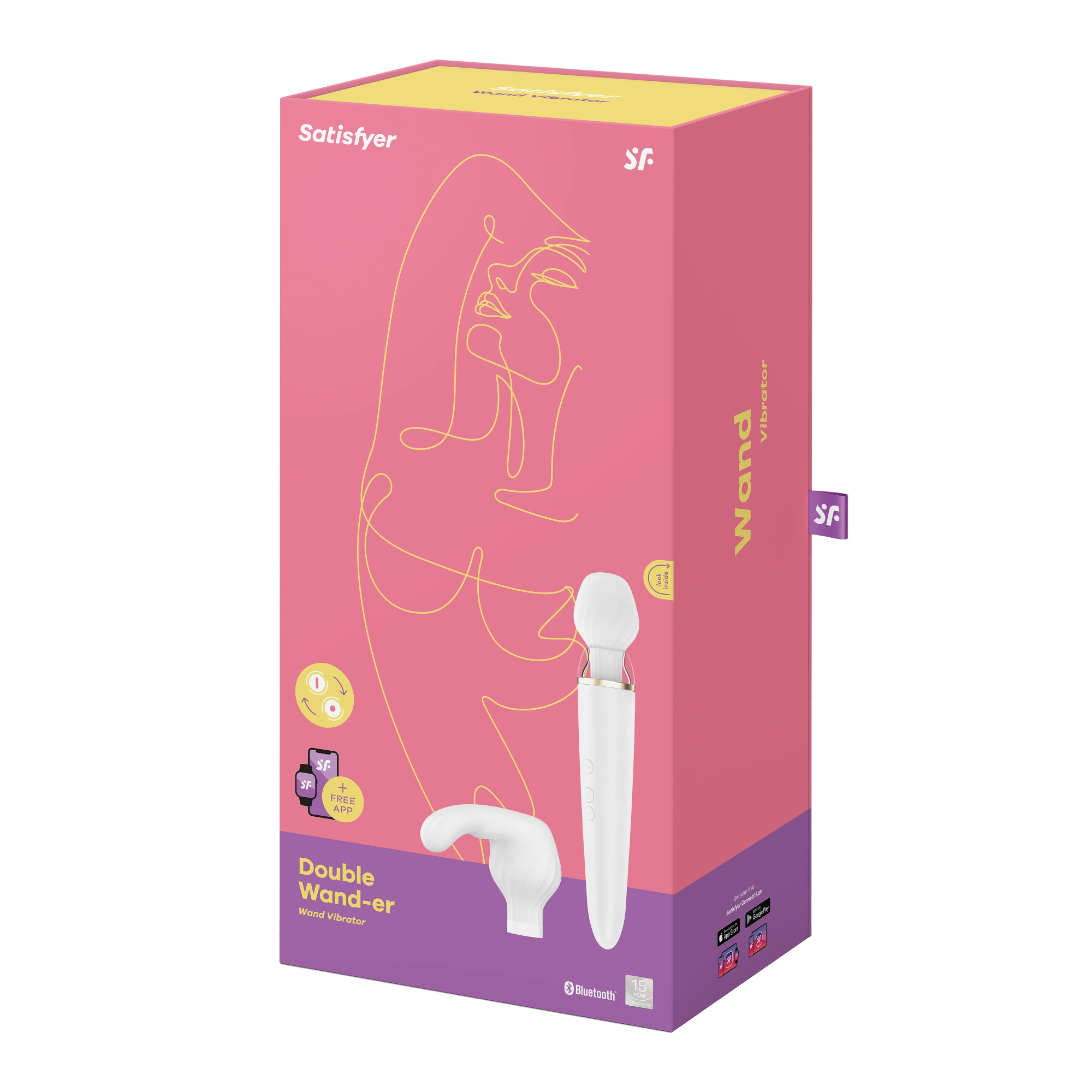 Универсальный вибромассажер Satisfyer Double Wand-er с дополнитеьными насадками