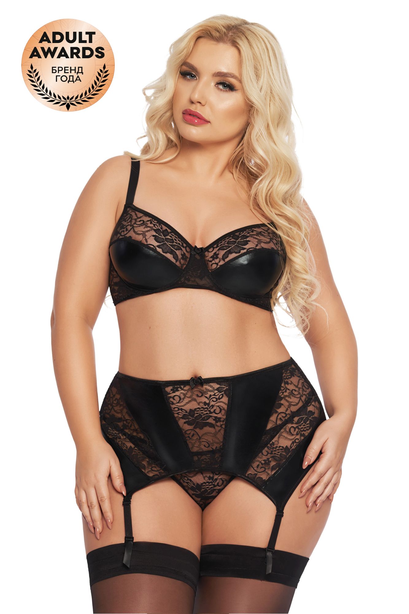 Эротическое комплект открытый softline collection joana (бюстгальтер,пояс с пажами,стринги), черный, xl в Воронеже