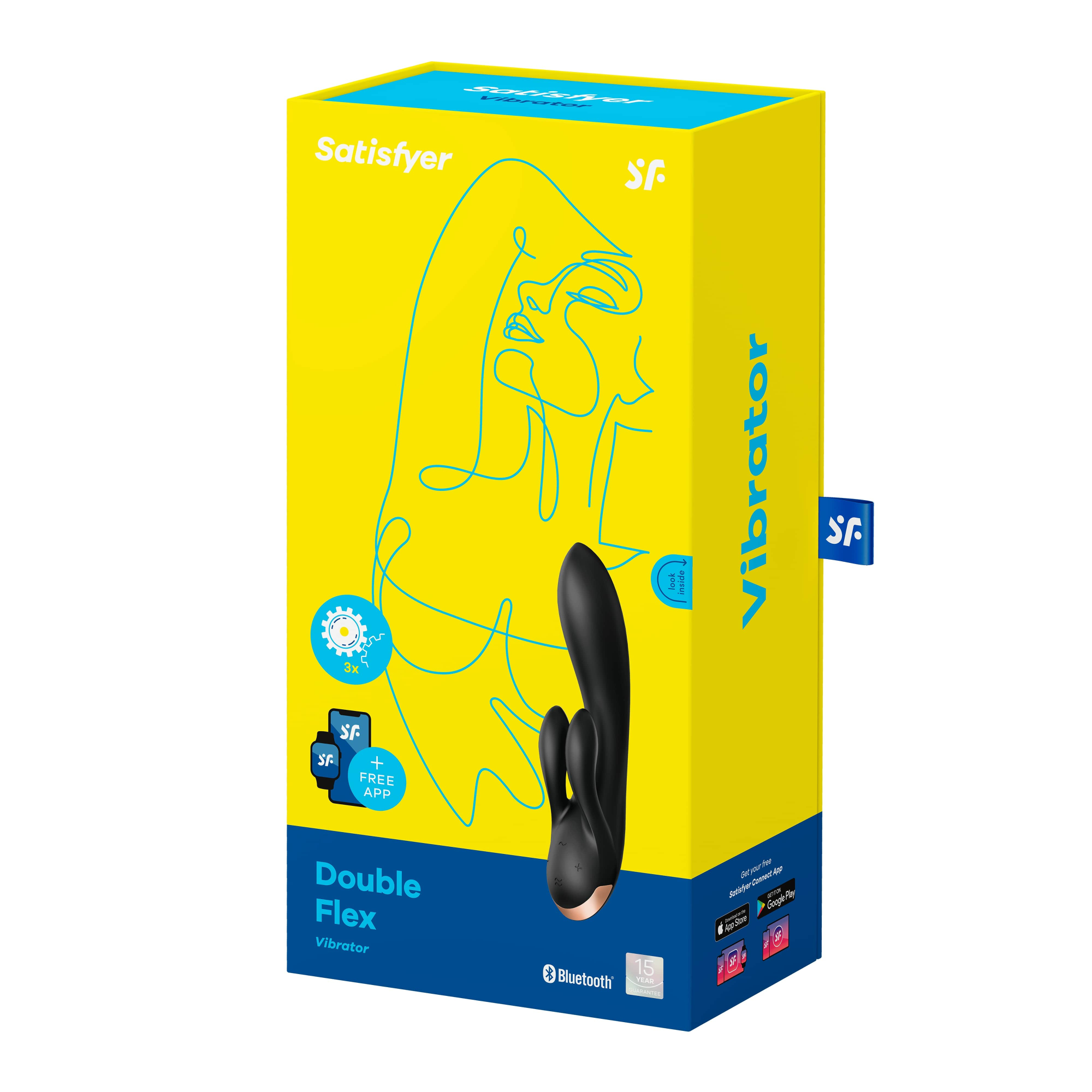Вибратор-кролик Satisfyer Double Flex с двумя клиторальными отростками (черный)