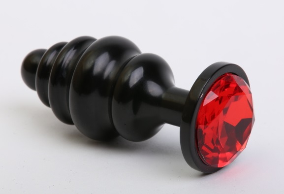 Пробка металл 7,3х2,9см фигурная черная красный страз 47427-2MM