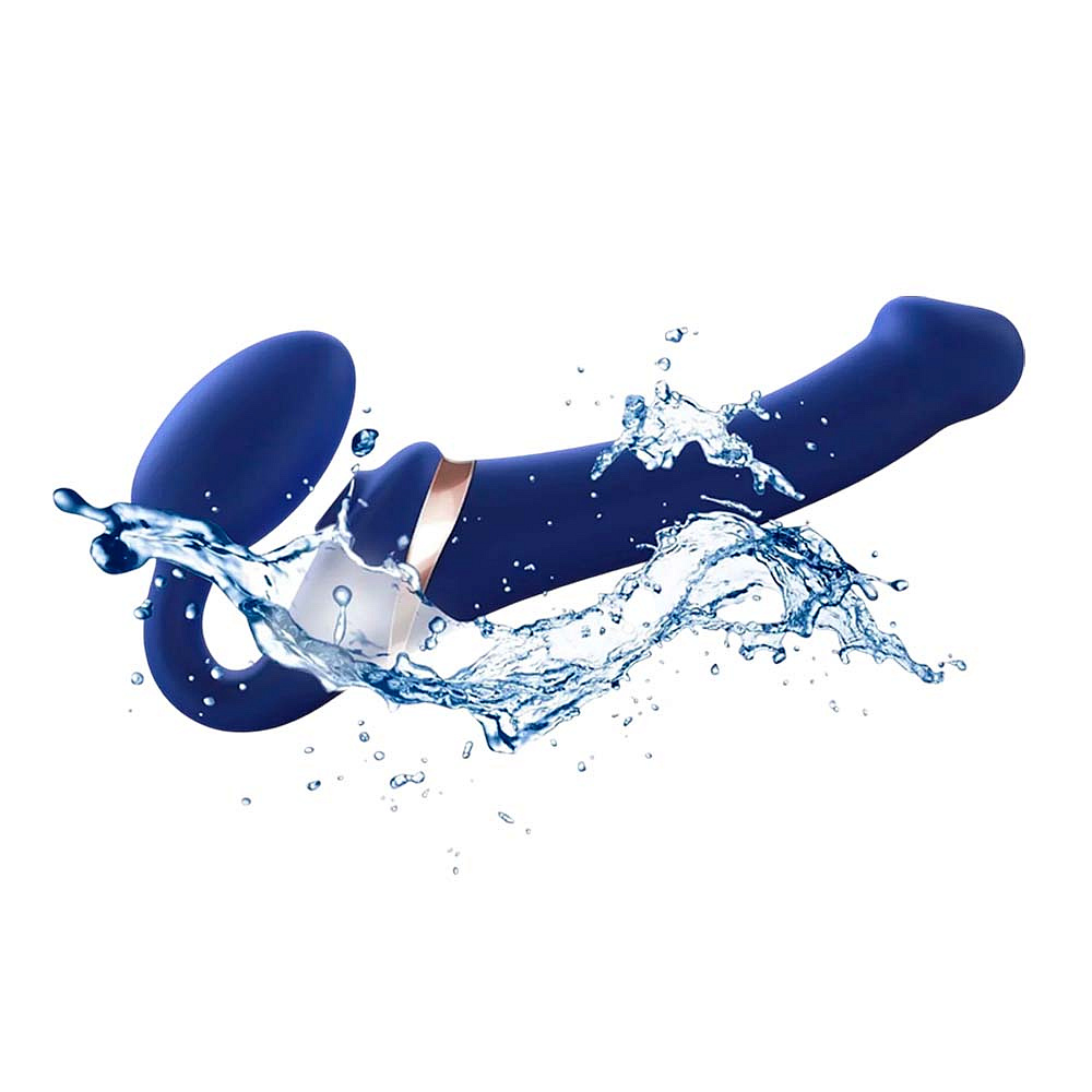 вибрострапон strap-on-me multi orgasm с 3 моторами и клиторальным стимулятором, l, синий в Воронеже