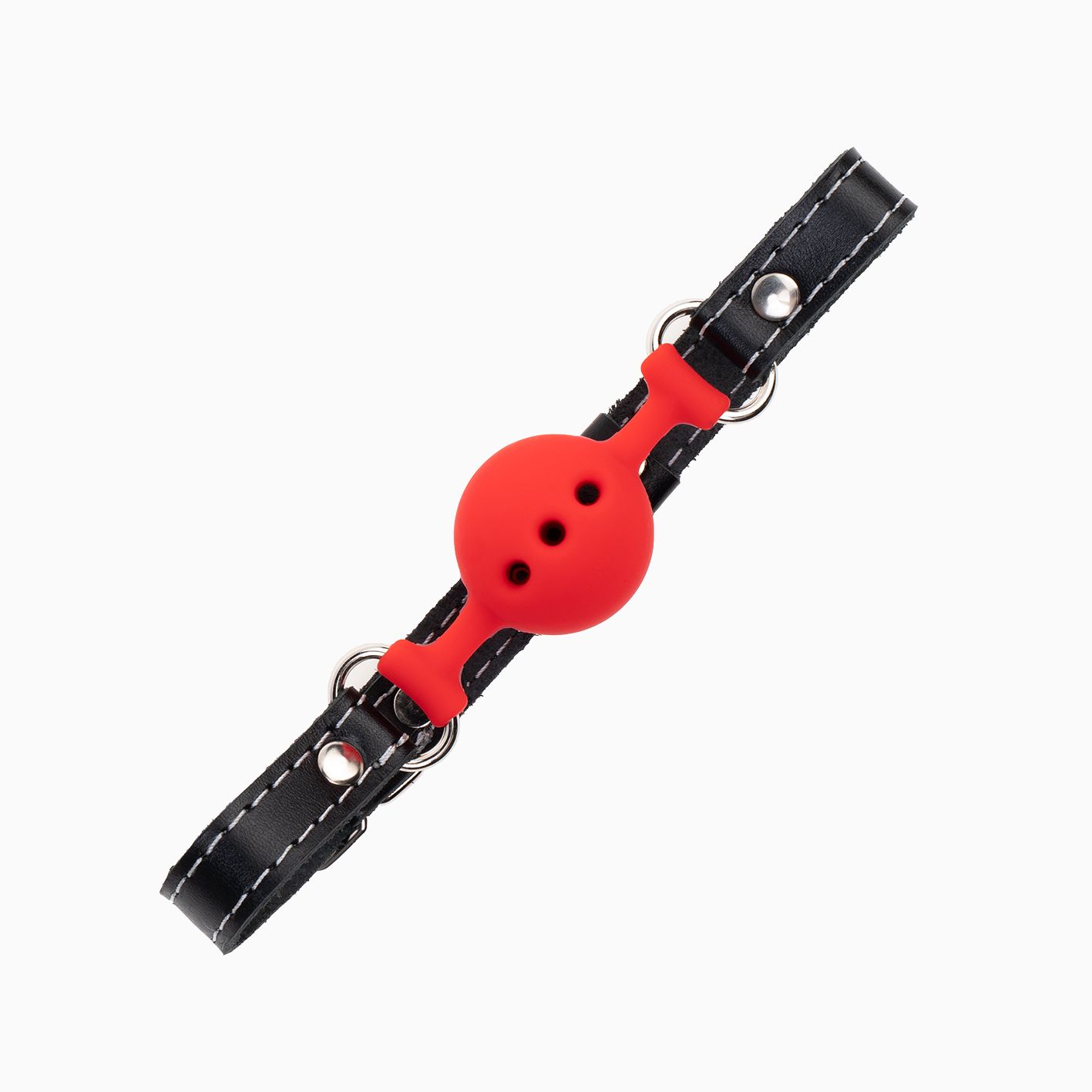 Кляп Pink Rabbit с красным силиконовым шариком (белая строчка)