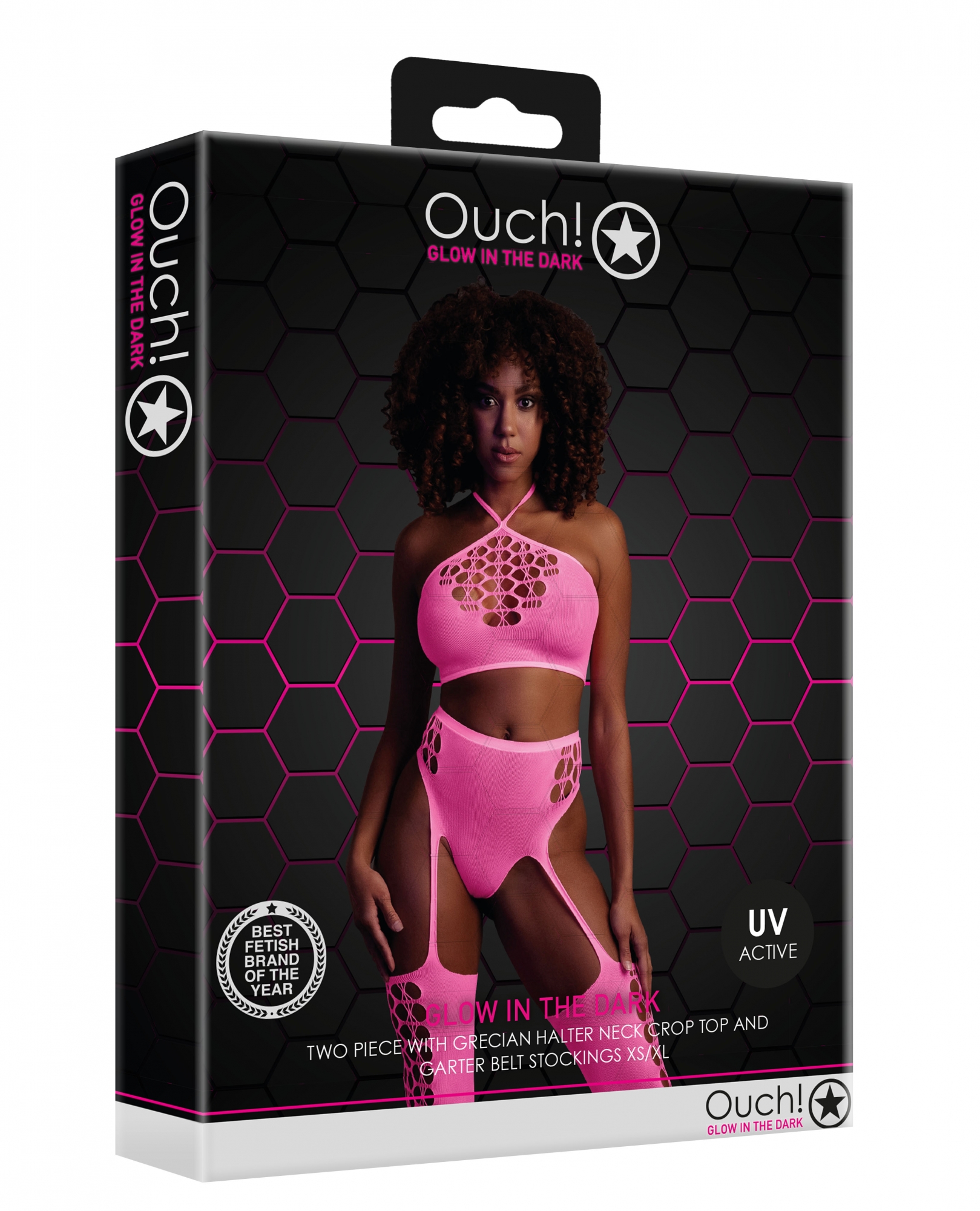 Неон Комплект из топа с трусиками и чулками - XS/XL