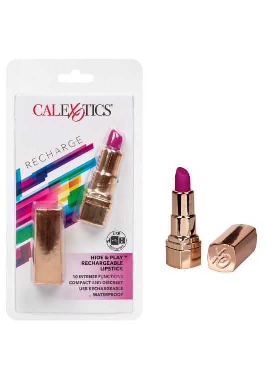 Перезарежаемый миниатюрный вибромассажер в виде помады Hide & Play Rechargeable Lipstick