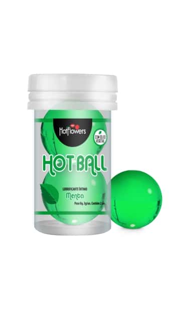 Гель AROMATIC HOT BALL на масляной основе в виде двух шариков с ароматом мяты.