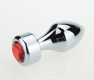 анальная пробка металл серебро с красным стразом 7,8х2,9см 47444-2mm в Воронеже