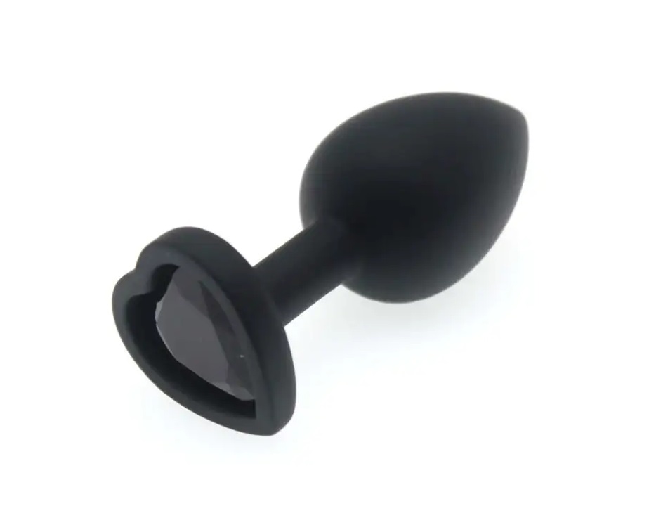 анальная пробка силиконовая в виде сердечка с черным стразом 47605-mm в Воронеже