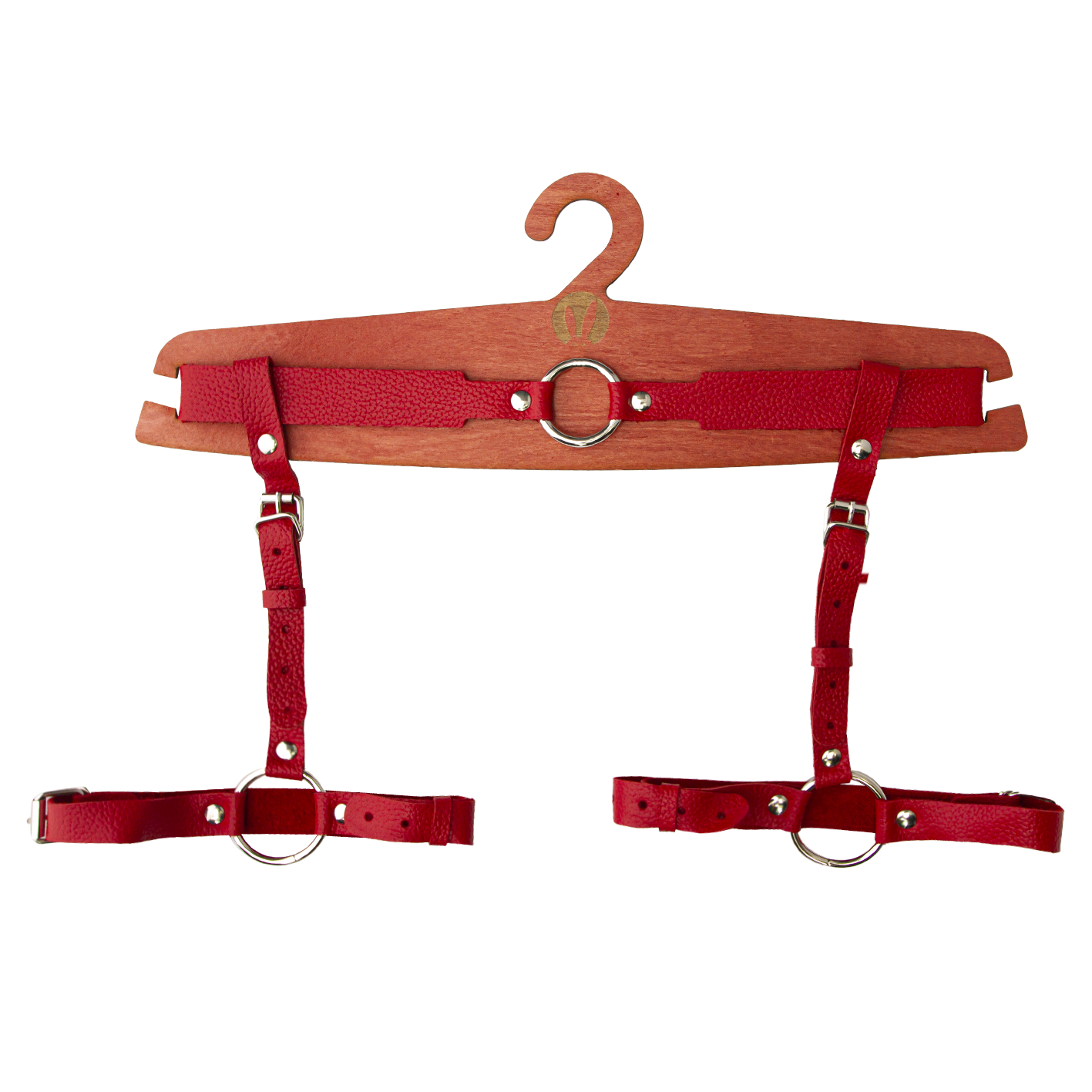 Гартеры PinkRabbit из красной кожи