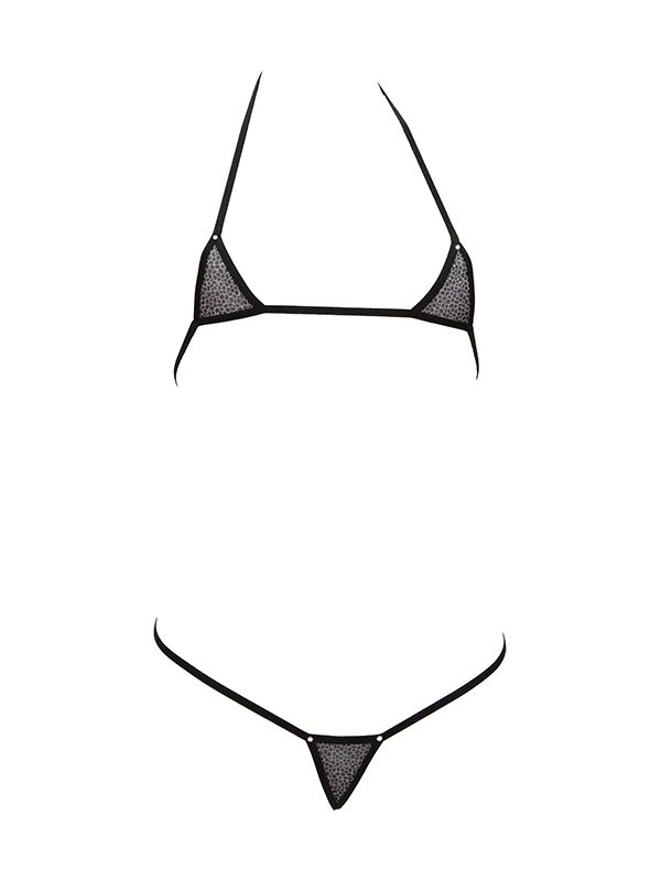 Эротическое мини-бикини foly, серебрянный лео на сетке в Воронеже