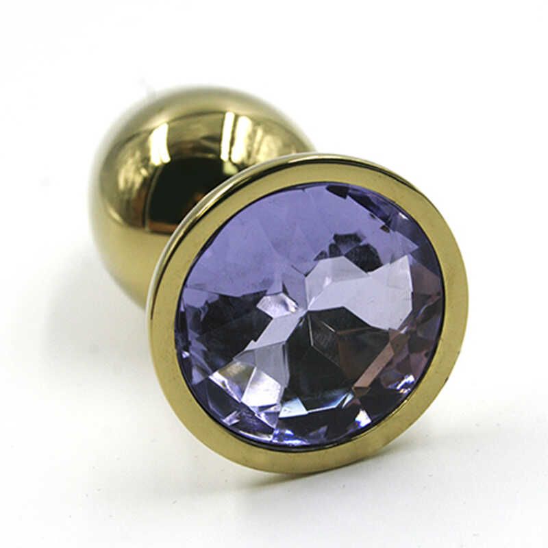 золотая анальная пробка со светло-фиолетовый кристаллом small в Воронеже