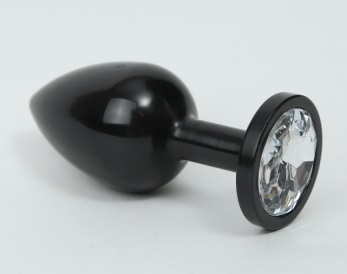 анальная пробка металл черная с прозрачным стразом 7,6х2,8см 47412-4mm в Воронеже