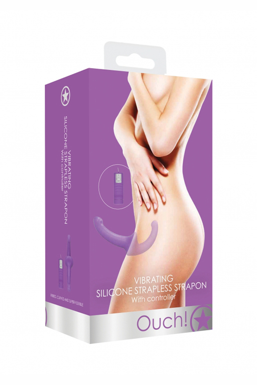 Безремневой страпон с вибрацией и пультом управления Vibrating Silicone Strapless Strapon
