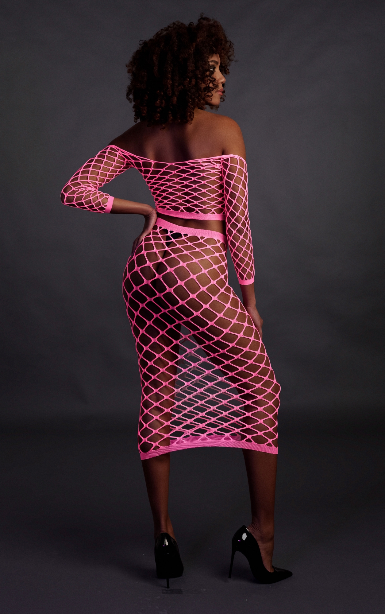 Эротическое топ в комплекте с нижней юбкой long sleeve crop top and long skirt - pink - xs/xl в Воронеже