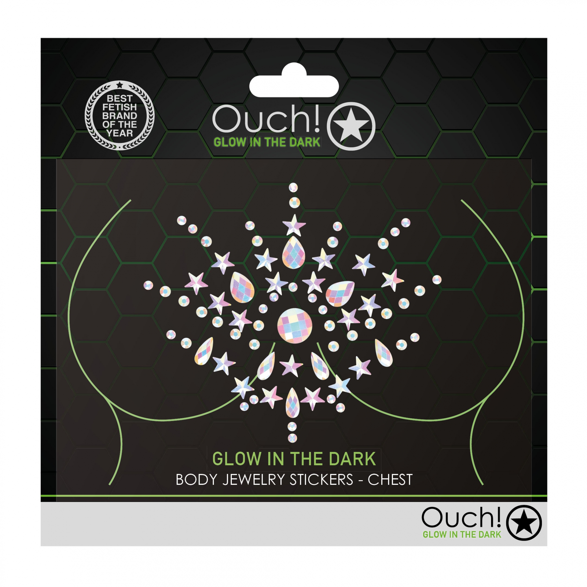 Декоративное украшение (камни) на клеевой основе Body Jewelry Stickers - Chest - Glow in the Dark -