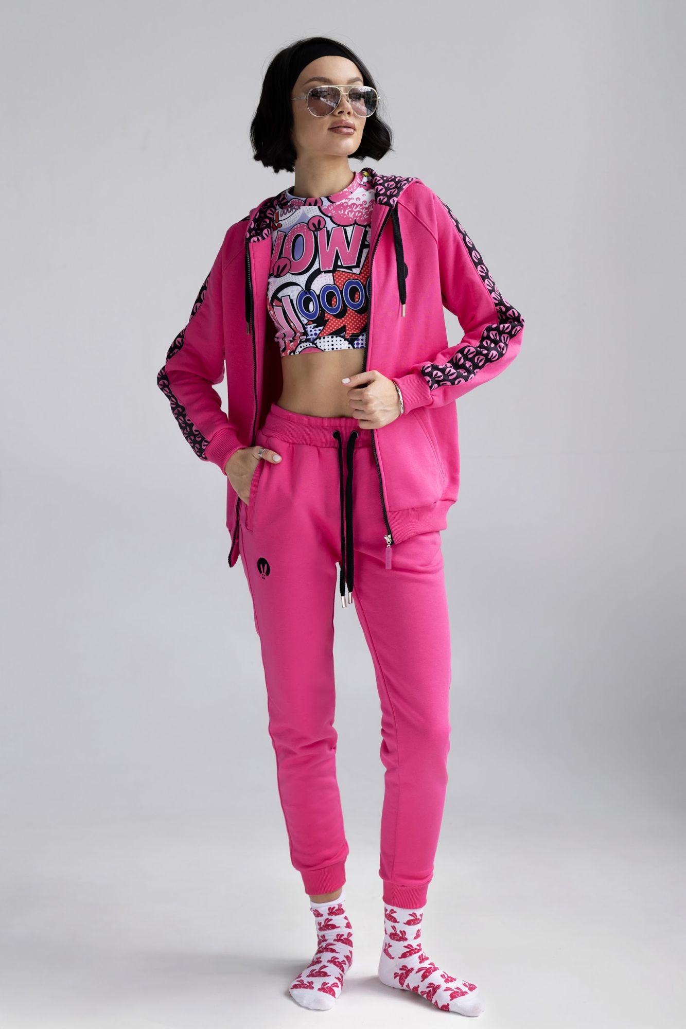 Костюм PinkRabbit из хлопкового футера, фуксия