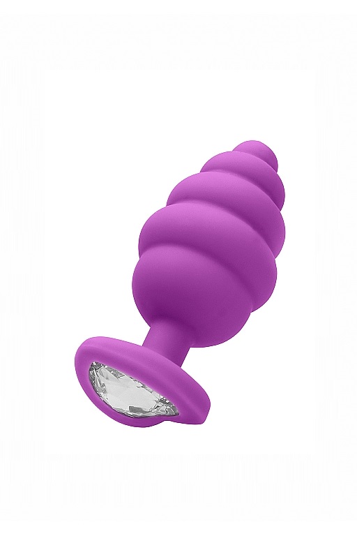 Анальная пробка Large Ribbed Diamond Heart Plug