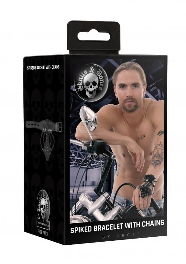 браслет с шипами и цепями skulls and bones, черный в Воронеже