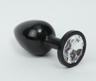 анальная пробка металл черная с прозрачным стразом 8,2х3,5см 47411-4mm в Воронеже