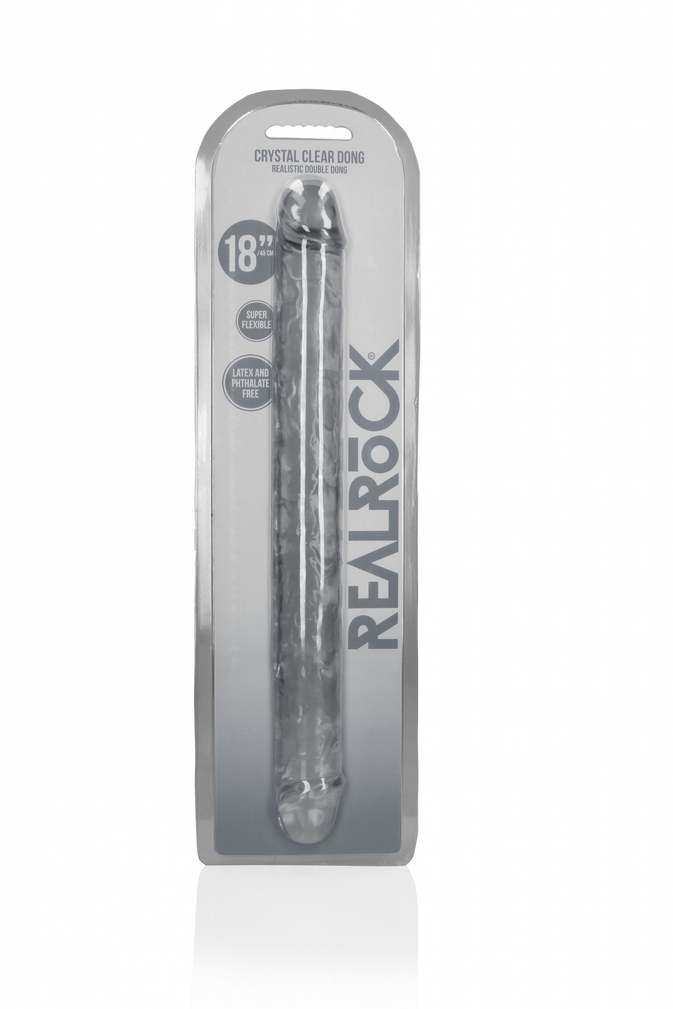 Фаллоимитатор реалистик двусторонний прозрачный - 45 см