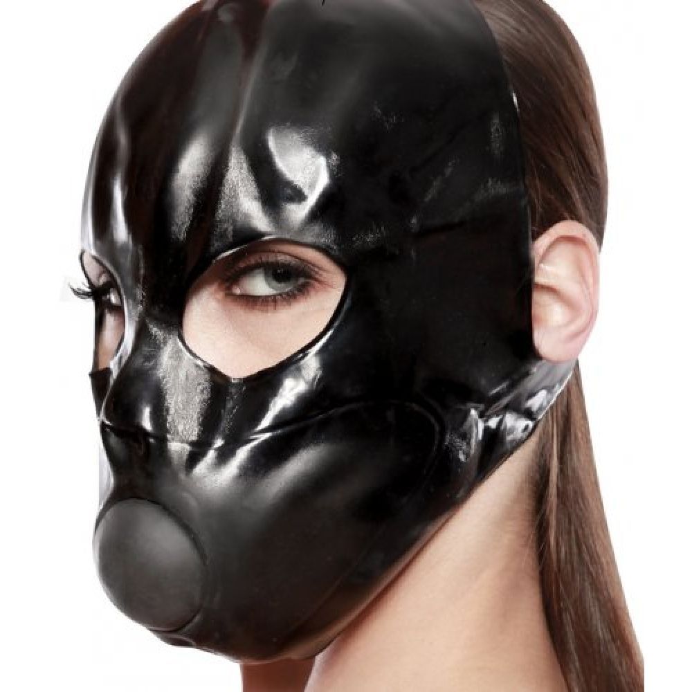 Маска с кляпом Pipedream Extreme Latex Ball Gag Mask, черная