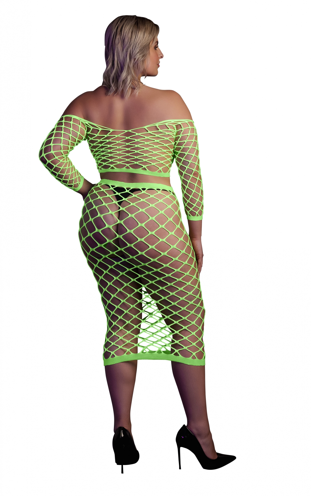 Эротическое топ с нижней юбкой long sleeve crop top and long skirt - green - xl/xxxxl в Воронеже