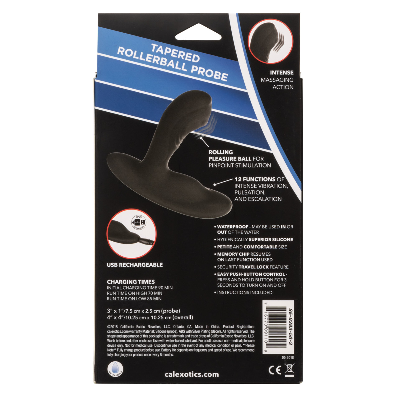 перезарежаемый силиконовый массажер простатыtapered roller ball probe с функцией "вращающийся шарик" в Воронеже